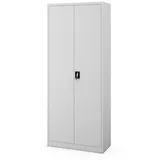 Jan Nowak Mehrzweckschrank Metall Schrank abschließbar 90 cm DAWID H220 3 Zonen Stahl (0,6 mm Wandmontage möglich PZH-zertifiziert 4 Farben) Putzschrank Kleiderstange Schloss 2 Schlüssel 220 cm hoch grau