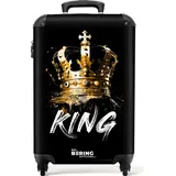 NoBoringSuitcases.com Handgepäck Koffer 55x35x20 cm 36L, Bunte Graffiti-Drucke: Schwarz) - Krone, Reisekoffer, mit Rollen,