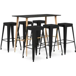 vidaXL 7-tlg. Bar-Set Schwarz
