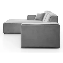 beautysofa Ecksofa PEDRO L Hellgrau, 267x170 cm, Sofa L-form Breite Ottomane links, ohne Schlaffunktion - Hellgrau