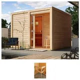 Konifera Saunahaus Ruben, BxTxH: 276 x 276 x 210 cm, 38 mm, naturbelassen, ohne Ofen beige