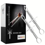 Schwertkrone Zeckenzange mit Haltebügel Metall 2er Set - Zeckenentferner mit Feder, Zeckenset für Mensch, Katze und Hund aus hygienischem Edelstahl