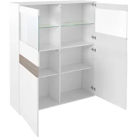 borchardt Möbel Vitrine BORCHARDT MÖBEL "Florenz", weiß (weiß hg, weiß hg, cappuccino riffeloptik hg mdf), Schränke, Vitrine, Höhe 125 cm