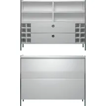 VCM Bar Theke Hausbar weiß Hochglanz Lack Chrom Tresen Steh Bartisch 140 cm Infinity