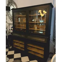 Casa Padrino Vitrine Landhausstil 195 x 70 x 223 cm Schwarz/Naturfarben