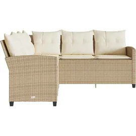 vidaXL L-förmiges Couchsofa mit Kissen Beige Polyrattan