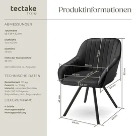 Tectake tectake® Drehbarer Armlehnstuhl Snug gepolstert, in Samtoptik, 58 x 58 x 82 cm