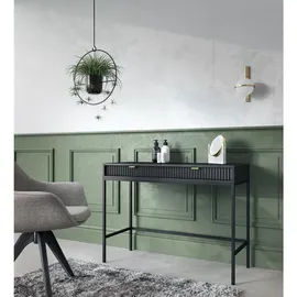Feldmann-Wohnen Schreibtisch Nova (Metallgestell, 2 Schubladen, klare Kanten, geradliniges Design, 1-St., Riffel-Optik Front, goldfarbene Metallgriffe, ABS-Kanten), 104x50x78cm, Fronten mit ausdrucksstarkem geriffelten Muster schwarz