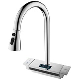 Ksunun Wasserhahn KüChe Ausziehbar, Wasserfall-KüChenarmatur Mit Brause Ausziehbar, Armatur KüChe, Waschbecken KüChe, Waschbecken Armaturen Grau, 360° Drehbare SpüLtischarmatur KüChe FüR KüChenspüLe