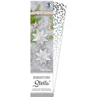 Ursus 16140000 - Weihnachtsstern Stella Apart Classic, weiß / silber, 110 g, ca. 7 x 30 cm, 33 Blatt, durchgefärbt, Vorderseite mit Perleffekt, Folienveredelung in silber, inklusive Faltanleitung
