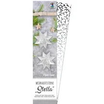 Ursus 16140000 - Weihnachtsstern Stella Apart Classic, weiß / silber, 110 g, ca. 7 x 30 cm, 33 Blatt, durchgefärbt, Vorderseite mit Perleffekt, Folienveredelung in silber, inklusive Faltanleitung