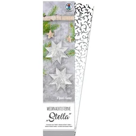Ursus 16140000 - Weihnachtsstern Stella Apart Classic, weiß / silber, 110 g, ca. 7 x 30 cm, 33 Blatt, durchgefärbt, Vorderseite mit Perleffekt, Folienveredelung in silber, inklusive Faltanleitung