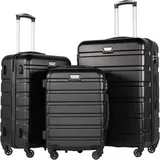 LuxusKollektion COOLIFE Premium Koffer Hartschalenkoffer Trolley Set, Schwarz mit TSA-Schloss