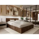 Muralo Polsterbett Stoffbett Bett mit Container Doppelbett Modernes Design Braun