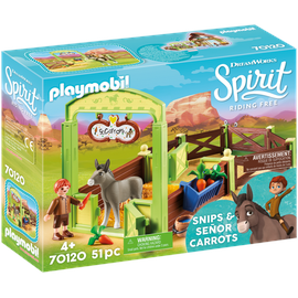 Playmobil Spirit Riding Free Pferdebox Snips & Herr Karotte 70120