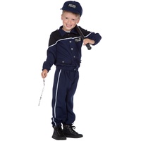 WILBERS & WILBERS Polizei Jungen Kostüm - Dreiteiliges Fasching Kostüm - Blaue Polizeiuniform in Originaloptik - Größe 128