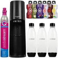 SodaStream Wassersprudler Promopack Terra Black + 3 Schwarze 1L Flaschen + Bolero