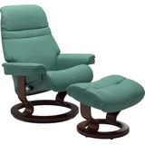 Stressless Stressless® Relaxsessel »Sunrise«, (Set, Relaxsessel mit Hocker), mit Classic Base, Größe S, Gestell Braun grün