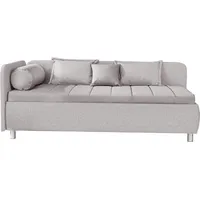 Schlafsofa ALINA "Kiana" Sofas Gr. B/H/T: 207cm x 80cm x 102,5cm, Struktur, Armlehne links, grau (platingrau tmd 19) mit Bettkasten und Zierkissen, Liegefläche 90200 cm oder 100200