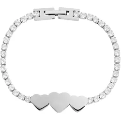Edelstahlarmband ADELIA ́S "Damen Armband Herz aus Edelstahl mit Strasssteine 17 cm", silber, Armbänder, Damen, 17