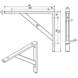 SOTech Schwerlastwinkel 395 x 315 mm schwarz