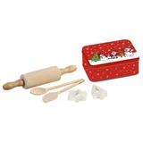 KESPER Kinderbackset inklusiv Weihnachtsdose, Buche, Metall, braun, 15 x 20 x 10 cm
