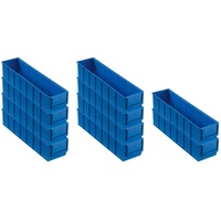 SparSet 10x Blaue Industriebox 400 S | HxBxT 8,1x9,1x40cm | 2,2 Liter | Sichtlagerkasten, Sortimentskasten, Sortimentsbox, Kleinteilebox