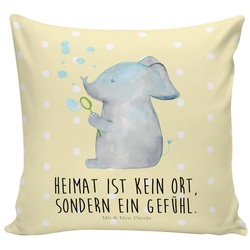 Mr. & Mrs. Panda Dekokissen Elefant Seifenblasen – Gelb Pastell – Geschenk, Sofakissen, Dickhäter gelb Ø 0 cm x 40 cm x 40 cm x 5 cm