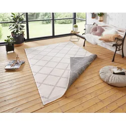 Teppich NORTHRUGS "Corsica Wendeteppich", grau (grau, creme), B:240cm H:5mm L:340cm, Kunstfaser, Teppiche, In-& Outdoor, Wetterfest, Balkon, Läufer, Wohnzimmer, Wasserfest