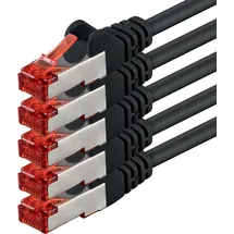 1aTTack 5x 0,5m - Cat 6 Netzwerk-Kabel Patch-Kabel Cat6 RJ45 SFTP - Schwarz
