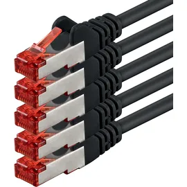 1aTTack 5x 0,5m - Cat 6 Netzwerk-Kabel Patch-Kabel Cat6 RJ45 SFTP - Schwarz