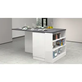 kochstation KS-Sole Kücheninsel 160 cm 2 Türen 4 offene Fächer weiß