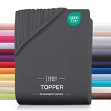 Carpe Sonno Spannbettlaken Topper Spannbetttuch Jersey 140x200 160x200 180x200 200x200 Baumwolle, Jersey, Gummizug: rundum, (1 Stück), Topper Spannbettlaken 160x200 für Matratzen bis 10cm Höhe grau 160 cm x 200 cm