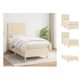 vidaXL Boxspringbett mit Matratze Creme 90x200 cm Stoff