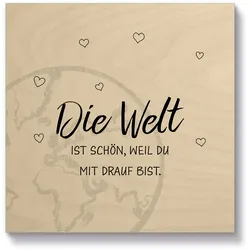 Holzbild ARTLAND "Die Welt", beige (farbe bild(er): natur), B:15cm H:15cm T:2,1cm, Holzwerkstoff, Bilder