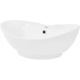 ML-Design Waschbecken aus Keramik Weiß Glänzend 59x20,5x39,5 cm, Ovale Waschtisch,