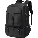 50/80L Rucksack USB-Ladeanschluss Große Kapazität Mehrere Taschen Verstellbarer Schultergurt Wasserdichter College-Rucksack Tasche Wandern Busine... - Schwarz