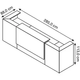 Quadrifoglio Empfangstheke gerade, ulme, weiß 285,0 x 88,0 x 113,0 cm