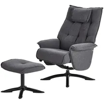 Femo Relaxsessel FM-4206 Mikrofaser 86 x 113 x 88 cm Grau/Schwarz mit Hocker