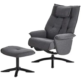 Femo Relaxsessel FM-4206 Mikrofaser 86 x 113 x 88 cm Grau/Schwarz mit Hocker