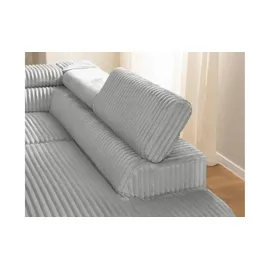 S-Style Ecksofa Cord 2-Sitzer Grau