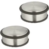 Relaxdays Türstopper 2er Set, HxD 4,5 x 10,5 cm, flach & schwer, rutschfest, Türzuschlagbremse Edelstahl, silber/schwarz