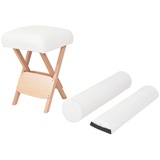 vidaXL Massage-Klapphocker mit 12 cm Dickem Sitz & 2 Nackenrollen Weiß