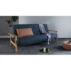 Schlafsofa Emmich Mischgewebe H:92cm/B:230cm/T:100cm Blau Relaxfunktion skandinavisch