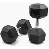 SUPRFIT - Hexagon Kurzhanteln paarweise mit gummiertem Eisenkern - Fitness Gewichte Hanteln 2 x 27.5 kg mit rutschfestem Chromgriff - Premium Kurzhantel Set für Calisthenics, Krafttraining & Crossfit