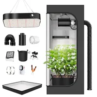 TOPRON Growzelt Komplettset Anbau Set mit 200W LED Vollspektrum Grow Lampe Dimmbar, 60x60x140cm GrowZelt Kit Komplettes Hydroponics Grow Tent Complete Set(60x60x140cm)