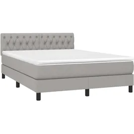 vidaXL Boxspringbett mit Matratze & LED Hellgrau 140x200 cm Stoff