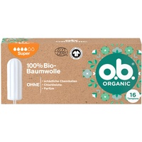 o.b. Organic Super, Bio Tampons für starke Tage aus 100 Prozent Bio Baumwolle für zuverlässigen & natürlichen Schutz (1 x 16 Stück)