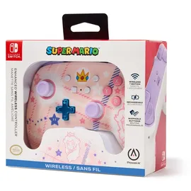 PowerA Enhanced Wireless Controller Princess Peach Plaid Rosa Nintendo Switch