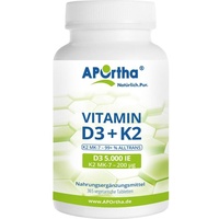 APOrtha Deutschland GmbH Vitamin D3 5.000 IE + Natto Vitamin K2 MK-7 200 µg veg Tabletten 365 St.